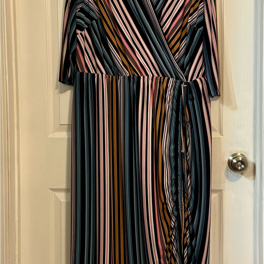 Lane Bryant Multicolor Striped Long Sleeve Dress